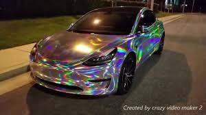 See The World S First Holographic Chrome Tesla Model 3 Tesla Model Dream Cars Lamborghini Tesla