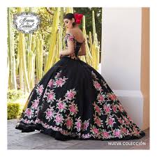 Black And Pink Charro Quince Dress Off The Shoulder Floral Charro Quinceanera Dress Ragazza M20 520 In 2020 Mexican Quinceanera Dresses Quince Dresses Quinceanera Dresses
