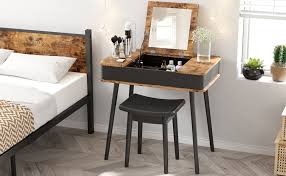 We did not find results for: Amazon Com Ironck Vanity Set With Mirror And Stool Makeup Vanity Table Set With Flip Top Writing Desk 2 Side Organizers Easy Assembly Industrial Brown Home Kitchen