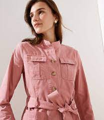 Tie Waist Utility Jacket Loft Pink Utility Jacket Jackets Red Jacket