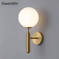 This bathroom wall light comes in a sleek gold finish that adds a modern shine, adding an element of visual interest. Modern Glass Ball Wall Lamp Gold Wall Lights Dining Room Light Fixtures Bathroom Bedroom Lighting Stair Sconce Led Mirror Lights Led Indoor Wall Lamps Aliexpress