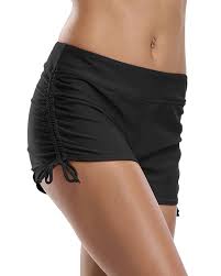 Women S Swim Boardshorts Ruched Sports Swimsuit Bottoms Solid Side Tie Black C2188taqlsx Swim Shorts Women Tankini With Shorts Swim Suit Bottoms