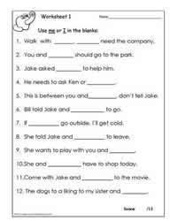 I Vs Me Worksheet 1 Grammar Worksheets Phonics Worksheets English Grammar Worksheets