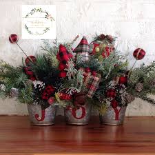 Buffalo Plaid Decor Joy 3 Tin Bucket Decor Christmas Table Etsy Buffalo Check Christmas Decor Christmas Decorations Buffalo Plaid Christmas Decor