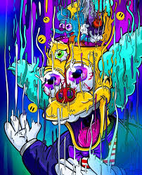 Melting Krusty The Clown The Simpsons Simpsons Art Bart Simpson Art Trippy Drawings Jerkface to release krusty the clown works alongside two new prints: pinterest