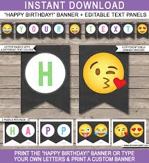 Happy birthday letters printable for girls. Emoji Party Pennant Banner Template Happy Birthday Bunting