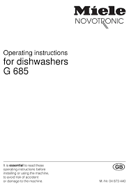 If it doesn't flash, verify that the dishwasher is plugged into an outlet and that you have selected a dishwasher program. Miele G 685 Operating Instructions Manual Pdf Download Manualslib