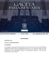 CONTENIDO Año 03 Primer Ordinario 119 -10 - 2017 VII Legislatura  No. 190
