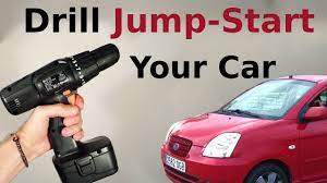 If your vehicle's battery has gone flat, you can jumpstart it with another car and jumper cables. Jump Start Your Car Using A Battery From The Drill Youtube