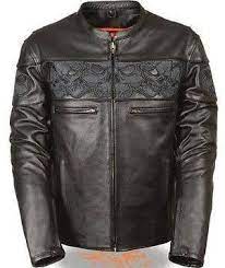 Milwaukee Leather Men S Leather Crossover Scooter Jacket W Reflective Skulls Custom Leather Jackets Leather Jacket Leather Motorcycle Jacket
