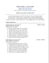 Maybe you would like to learn more about one of these? Project Manager Construction Resume Example Free Download