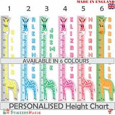 Giraffe Height Chart Wall Sticker Personalised For Boys