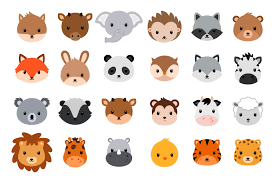 Cute Cartoon Animals Vector Heads Cute Cartoon Animals Cartoon Animals Animal Faces