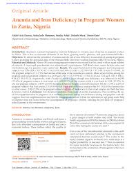 Pdf Anemia And Iron Deficiency In Pregnant Women In Zaria