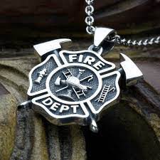 Medium Firefighter Fire Department Maltese Cross With Crossed Etsy Firefighter Jewelry Firefighter Necklace Sterling Silver Necklace Pendants