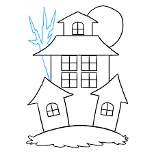 How To Draw A Haunted House Really Easy Drawing Tutorial Drawing Tutorial Easy Easy Drawings Drawing Tutorial