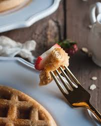 Stir in flour, then add milk as needed; Oat Flour Waffles Feasting Not Fasting