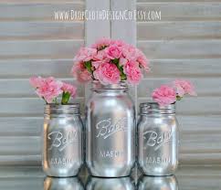 Silver Painted Mason Jar Set Etsy