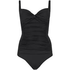 M S Collection Secret Slimming Twist Front Ruched Plunge Swimsuit Plunge Swimsuit Swimsuits Twist Front