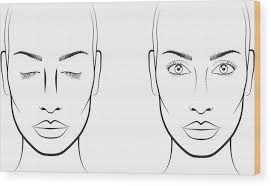 Young Woman Face Chart Makeup Artist Blank Template Wood Print