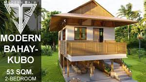 Modern nipa hut modern nipa house design philippines hut house. Modern Bahay Kubo 53sqm Two Bedroom House With Interior Design Modern Balai Youtu Philippines House Design Modern Filipino House Modern House Philippines