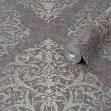 Dec 30, 2020 · a modern kitchen island in chrome or painted in a deeper or contrasting colour to the wall cabinets will make it a focal point in a grey kitchen. Boutique Shiraz Maroon Damask Metallic Effect Textured Wallpaper Diy At B Q