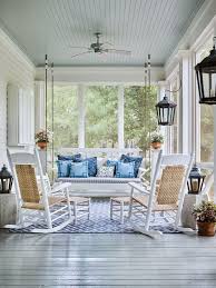 25 Designers Celebrate Blue And White Decor House With Porch Porch Furniture Blue Ceilings