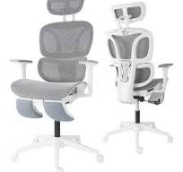 Hforesty Ergonomic Office Chair, High Back Mesh Computer Chair with  Footrest, Coat Hanger, Dynamic Lumbar Support,Gray