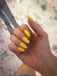 Bright Mustard Yellow Gelpolish Nails Halo From Madam Glam Acrylic Nails Yellow Yellow Nails Design Almond Nails Designs