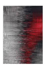Move 4453 Grau Rot Teppich Grau Abstrakte Kunst Malerei Teppich