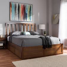 Hillary queen bookcase bed with underbed storage drawers warm brown 3. Baxton Studio Raurey Modern Contemporary Walnut Finished Queen Size Storage Platform Bed Mg5110 Walnut Queen
