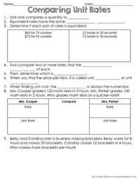 Comparing Unit Rates Notes Comparing Unit Rates Unit Rate The Unit