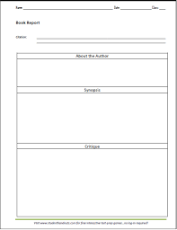 Book Report Template About The Author Synopsis Critique Book Report Book Report Templates Elementary Books