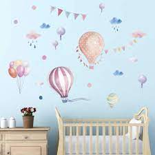 New Style Colourful Hot Air Balloons Wall Decals Watercolor Cloud Raindrop Balloon Wall Stickers 3d Diy Lettering Art Decor For Kids Nursery Classroom Bedroom Living Room Peel And Stick Removable Wall Stickers The Best