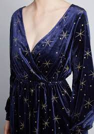 Stately Ways Velvet Dress In Navy Blue Stars Fashion Clothes Pretty Outfits