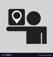 Silhouette Man Sign Pin Map Media Design