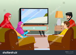 A Vector Illustration Of Muslim Family Watching Tv At Home Ad Ad Muslim Illustration Vector Family Muslim Family Vector Illustration Anime Muslim