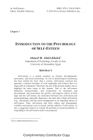 Pdf Introduction To The Psychology Of Self Esteem