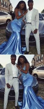 Ball Gown Prom Dresses Black Girls Ice Blue Mermaid Satin Prom Dresses Crew Neck Lace Appliques African Girl Black Girl Evening Formal Gowns In 2020 Black Girl Prom Dresses Prom Girl Dresses Prom Dresses For Teens