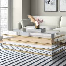 This type of coffee table includes a durable metal frame that provides stability and support. Everly Quinn Rillie Modern Rectangular Metal And Mirror Coffee Table Reviews Wayfair