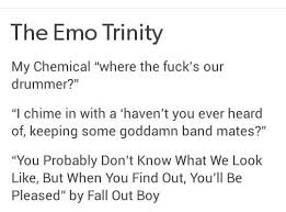 No One Knows What It Means But It S Provocative Song When I First Heard A Fall Out Boy Song All Those Years Ago I Thought Patrick Was An African American Fall Out Boy Songs Fall Out Boy Fall Out Boy Memes
