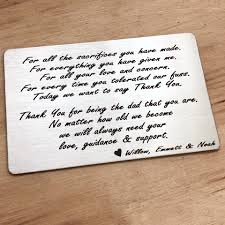 Thank You Dad Engraved Wallet Insert Letter To Dad Letter To Dad Engraved Wallet Engraved Wallet Cards