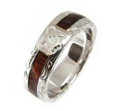 Maui Hawaiian Koa Wood Wedding Band Honu Turtle 925 Silver 6mm Mens Silver Wedding Bands Hawaiian Wedding Rings Titanium Wedding Rings