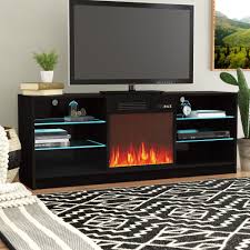 Barton 26 electric fireplace insert 3d flame stove adjustable flame timer heater firebox logs with remote control, black. Orren Ellis Wrightson Tv Stand For Tvs Up To 65 With Fireplace Included Reviews Wayfair