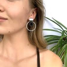 Black Rose Earrings With Sterling Silver Hooks, Polymer Clay Floral  Earrings, Black Flower Jewelry Women