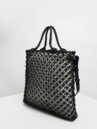 See more ideas about knitted bags, knitting, bags. Black Knitted Tote Bag Charles Keith Ch