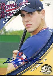 2009 Rome Braves BRAEDEN SCHLEHUBER Signed Card autograph AUTO