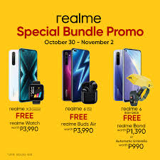 Realme 3 is the latest mobile phone with gradient unibody design, helio p70, 4230mah battery, 6.22 dewdrop display, 13mp front camera, coloros 6.0 + android p, etc. Realme Achieve Your Early Holiday Wishlist With Our Special Bundle Promo Get Any Of These And Take Home A Free Amazing Companion Up To P3 990 Reward Yourself And Your Loved Ones
