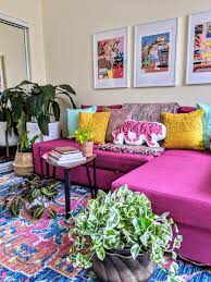 This Boho Apartment Shows How To Add Loads Of Color To A Standard Rental Colourful Living Room Eclectic Living Room Living Room Decor