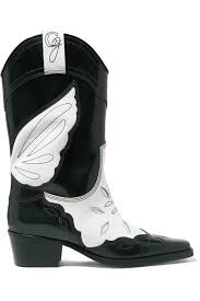 Two Tone Black And Brown Boots Ganni High Texas Two Tone Embroidered Leather Boots Boots Leather Boots Fashion Boots